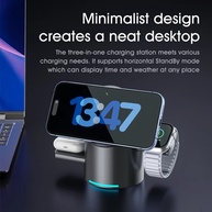 Carregador 3 em 1 Qi2: iPhone, Apple Watch e AirPods - imagem 4