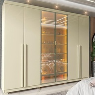 Guarda-Roupa Casal 6 Portas com LED e Pés - Imperatriz Reflecta em MDF Off White - imagem 1