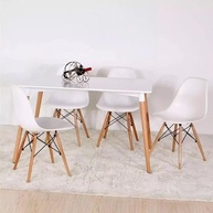 Cadeira de Jantar Eames Eiffel Branca em Polipropileno com Base em Madeira – Design Moderno e Confortável - imagem 3