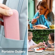 Conjunto de Talheres Reutilizáveis Rosa com Estojo Portátil | Eco-Friendly para Viagens e Piqueniques - imagem 4