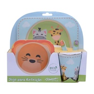 Conjunto para Refeição Infantil Eco-Friendly Safari em Bambu Natural com Estampas de Animais - imagem 1