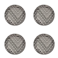 Pratos Rasos em Fibra de Bambu 25cm - Jogo com 4 Peças Ecológicas com Design Étnico Preto e Branco - imagem 1