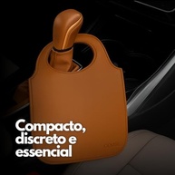 Lixeira Premium para Carro em Couro Ecológico - Porta Lixo Universal Elegante Caramelo - imagem 3