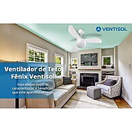 Ventilador de Teto Ventisol Fênix Branco – Silencioso e Econômico - imagem 2