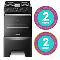 Fogão 4 Bocas Continental Preto: Limpeza Fácil e Forno Econômico - imagem 2