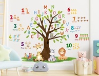 Adesivos de Parede Animais da Floresta com Números e Alfabeto - Decoração Educativa Infantil Removível - imagem 2