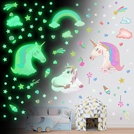 Adesivos de Parede Unicórnio Brilhante – Decalques Removíveis com Efeito Luminoso para Quarto Infantil - imagem 1