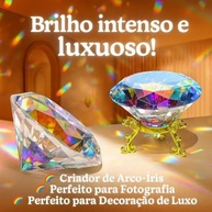 Cristal Decorativo Lapidado em Formato de Diamante com Efeito Arco-Íris - Brilho Intenso e Refração Colorida - imagem 4