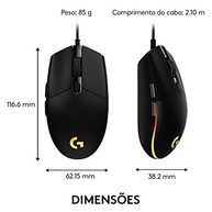 Mouse Gamer Logitech G203 LIGHTSYNC RGB, Efeito de Ondas de Cores, 6 Botões Programáveis e Até 8.000 DPI - Preto - imagem 3