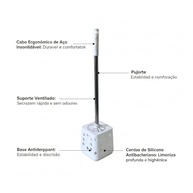 Escova Sanitária com Suporte Quadrado e Cabo Metálico - Limpeza Eficiente e Estilo Moderno - imagem 4