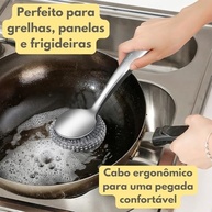 LUMAI Escova de Aço Inoxidável com Esponja de Lã de Aço - Limpeza Eficiente e Durável para Cozinha - imagem 3