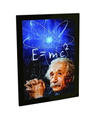 Quadro Decorativo Albert Einstein E=mc² - Ilustração Azul Moderna para Sala e Quarto - imagem 1