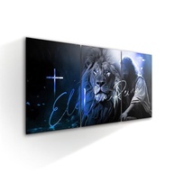 Quadro Decorativo Jesus Cristo Ele Vive Ele Reina - Kit 3 Peças para Sala e Quarto - imagem 2