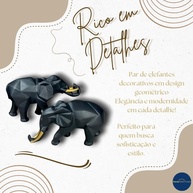 Elefante Geométrico em Resina Preto - Decore com Estilo e Sofisticação - imagem 4