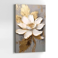 Quadro Decorativo Flor Dourada 90x60cm - Elegância Floral para Sala, Quarto e Hall - imagem 3