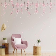 Adesivo de Parede Floral - Decore com Charme e Elegância | Ramos de Cerejeira Rosa para Quarto e Sala - imagem 4