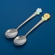 Colher de Aço Inox com Flores Amarelas - Elegância Refinada para Sobremesas e Sopas - imagem 4