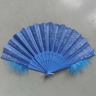 Leque de Penas Dobrável Azul – Elegância Vintage para Dança, Casamento e Eventos Especiais - imagem 5