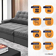 Sofá Retrátil Reclinável Zurique 2,30m Cinza: Conforto e Elegância - imagem 2
