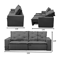 Sofá Retrátil e Reclinável 3 Lugares Ana Suede Cinza – Conforto e Elegância - imagem 2