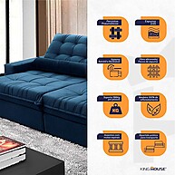 Sofá Retrátil Reclinável Zurique 3m Azul Marinho: Conforto e Elegância - imagem 2