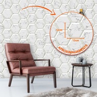 Papel de Parede 3D Hexagonal: Mármore e Elegância - imagem 2