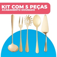 Kit Utensílios Cozinha Inox Dourado Lyor: Elegância! - imagem 2