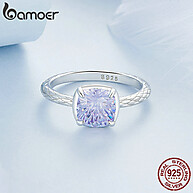 Anel Bamoer Prata 925 Zircônia Roxa: Elegância! - imagem 2