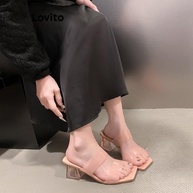 Sandália Lovito Salto Bloco Transparente: Elegância! - imagem 2