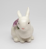 Estatueta de Porcelana Coelhinho da Páscoa com Flor Lilás - 10,8 cm | Decoração Elegante e Requintada - imagem 5
