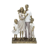 Escultura Família Feliz em Resina - 4 Pessoas, Branco e Dourado | Decoração Moderna e Elegante - imagem 2