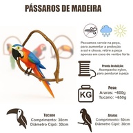 Pássaro no Cipó Arara de Madeira Artesanal Média 50cm - Decoração Natural e Elegante - imagem 4