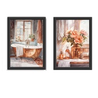 Kit 2 Quadros 18x24 cm para Banheiro e Lavabo Rose Gold - Decoração Elegante - imagem 4