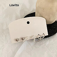 Brincos Geométricos com Pérolas Lisas Lovito - Estilo Casual Elegante - imagem 2
