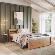 Cama de Casal em Madeira Maciça 140x190 Unique Yescasa Amêndoa - Design Elegante e Durabilidade - imagem 1