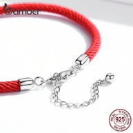 Bracelete de Prata 925 Bamoer com Corda Vermelha – Ajustável e Elegante - imagem 2