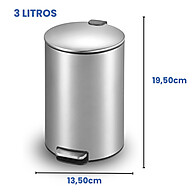 Lixeira de Inox Slim 3L com Pedal – Prática e Elegante - imagem 2
