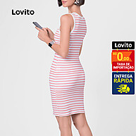 Vestido Listrado Lovito: Vermelho e Elegante - imagem 2