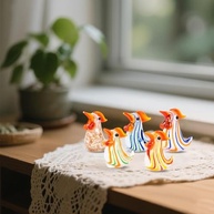 Conjunto de 5 Estatuetas de Galo em Vidro Artesanal - Decoração Elegante para Casa e Escritório - imagem 5