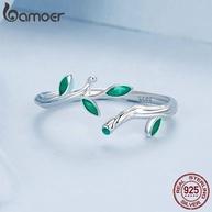 Anel de Prata Bamoer: Design Folha Elegante - imagem 2
