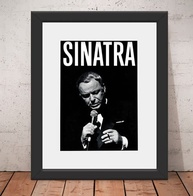 Quadro Frank Sinatra 56x46cm com Vidro e Paspatur - Decoração Musical Elegante - imagem 1
