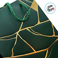 Sacola de Papel Marmorizada Verde 23x18x10cm - Presentes Elegantes - imagem 2