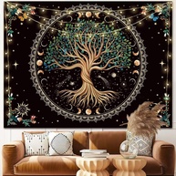 Tapeçaria da Árvore da Vida - Estética Boho com Elementos da Natureza para Decoração de Parede - imagem 1