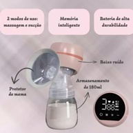 Bomba de Tirar Leite Elétrica Portátil com Tela LED - 9 Níveis de Sucção Silenciosa + Protetor de Silicone 22mm - imagem 2