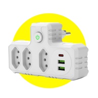 Extensão Régua Elétrica 3 Tomadas + 3 USB (1 Tipo-C) Bivolt 2500W - Organize e Carregue Tudo! - imagem 1