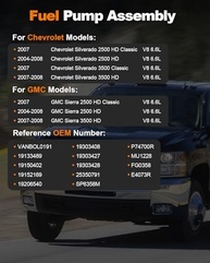 Conjunto Bomba Combustível Elétrica p/ Chevy Silverado 2500/3500 HD (2004-2008) e GMC Sierra 2500/3500 HD (2007-2008) V8 6.6L - Substitui E4073R - imagem 3