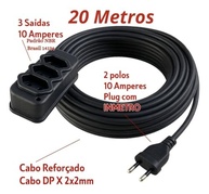 Extensão Elétrica Profissional 20m Cabo PP 2,5mm Reforçado - 3 Tomadas 10A 127V/220V NBR 14136 - imagem 4