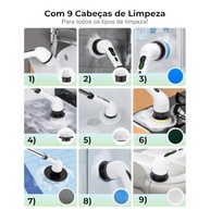 Esfregão de Limpeza Elétrico Giratório 9 em 1 Sem Fio com 9 Cabeças de Escova, Potente e Bivolt - imagem 4