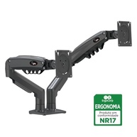 ELG, F160N, Suporte Articulado de Mesa com Pistão a Gás e Ajuste de Altura, 2 Monitores de 17” a 35”, Com Organizador de Cabos, Capacidade de 2kg a 9kg, Preto - imagem 2