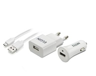 Kit Carregador Universal Elgin: Tomada + Veicular 5W c/ Cabo MicroUSB 1m Branco Bivolt - imagem 3